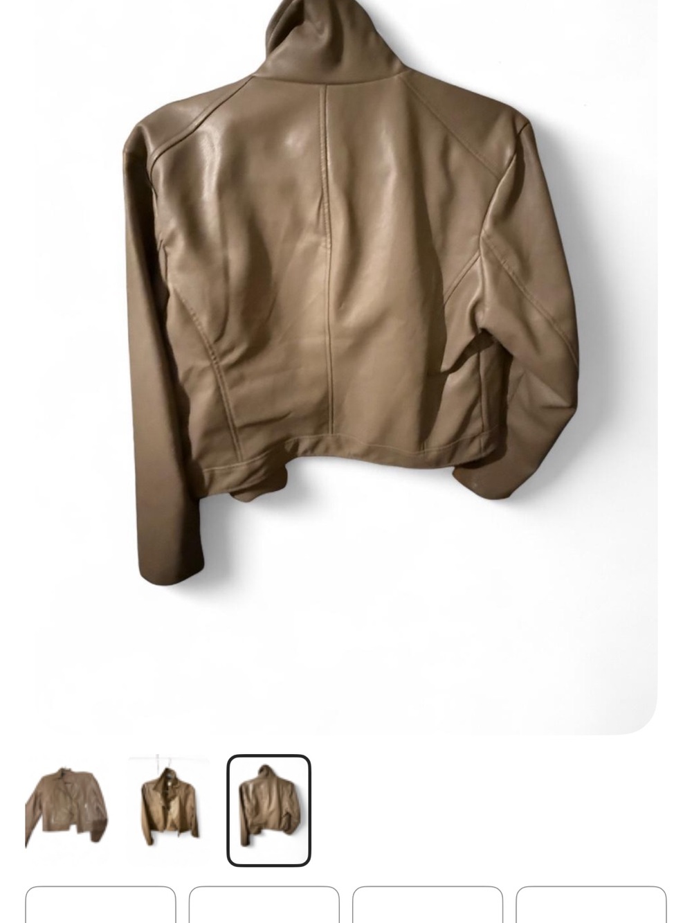 & Other Stories Taupe Cropped Leather Jacket